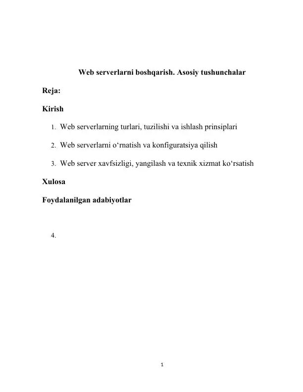 Web serverlarni boshqarish. Asosiy tushunchalar