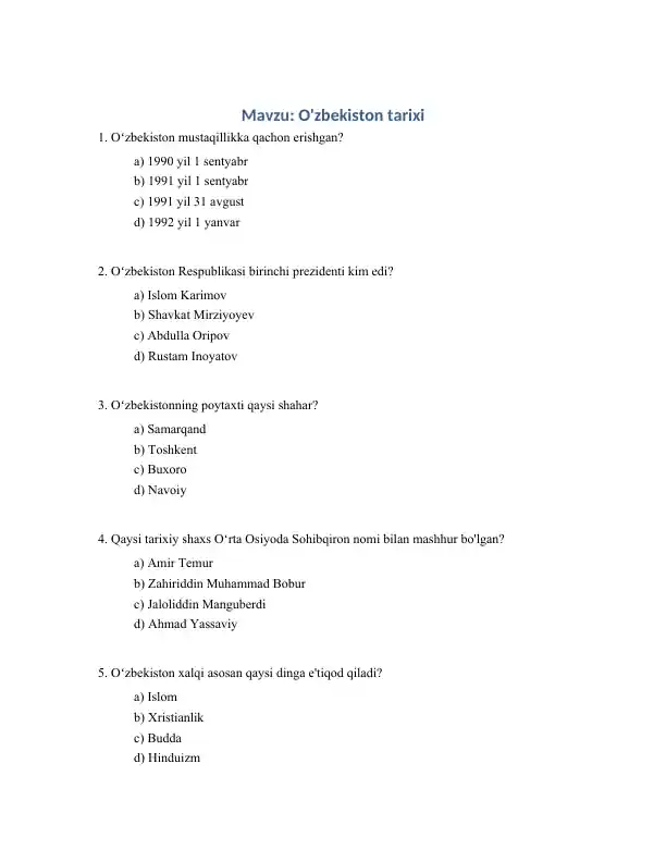 O'zbekiston tarixi