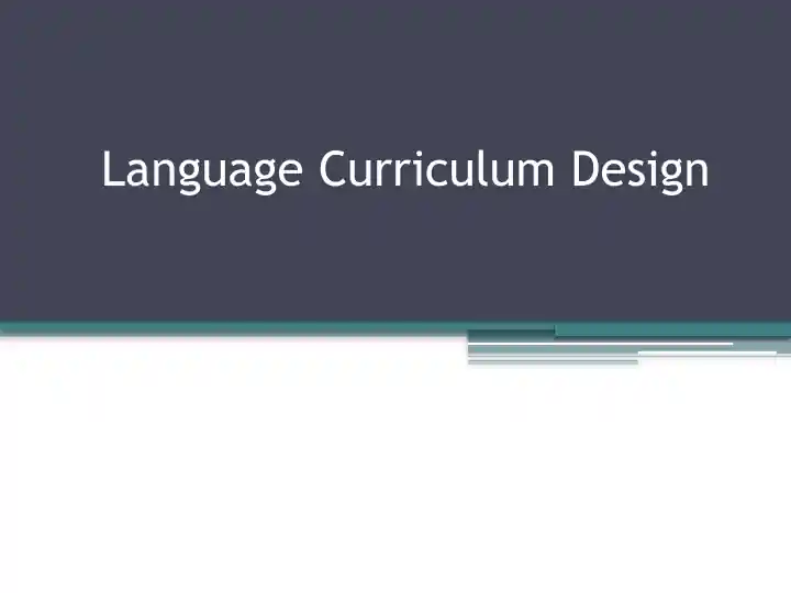 Language Curriculum Design