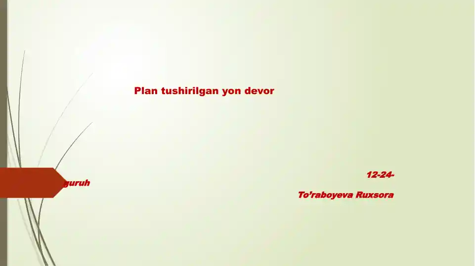 Plan tushirilgan yon devor usuli