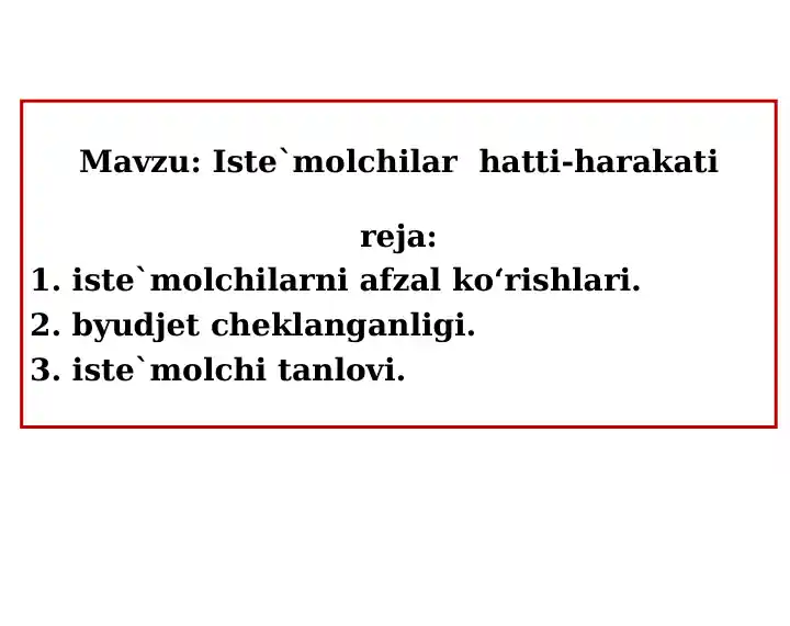 Iste`molchilar hatti-harakati