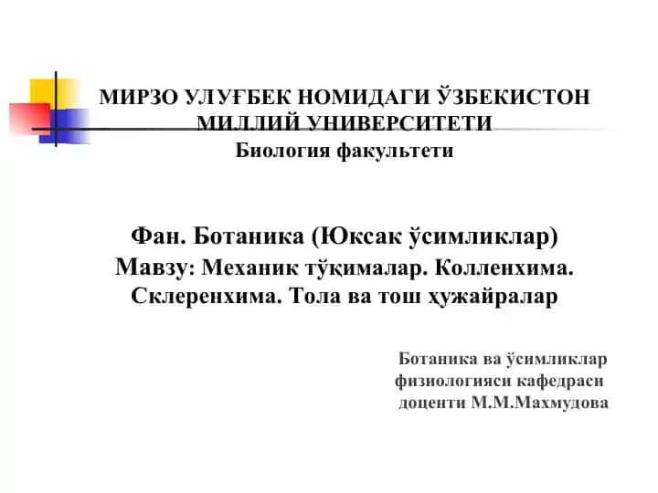 Ботаника (Юксак ўсимликлар)