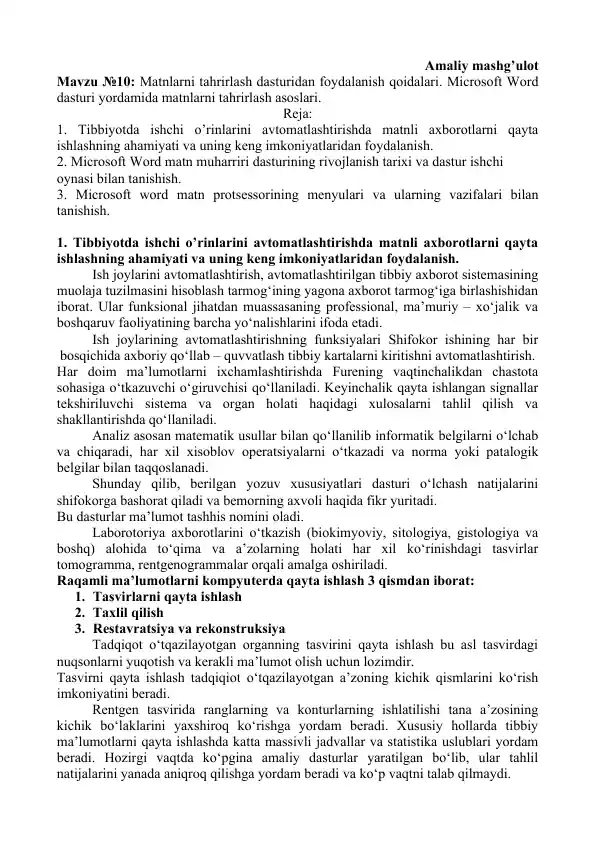 Microsoft Word matn muharriri dasturi