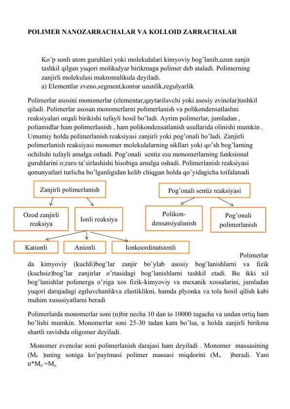 Polimer nanozarralar va kolloid zarralar