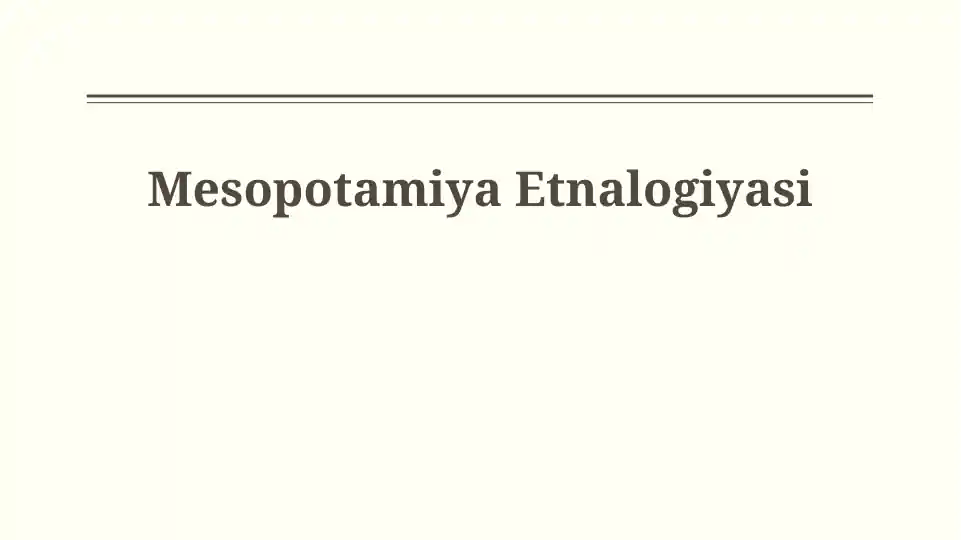 Mesopotamiya Etnalogiyasi
