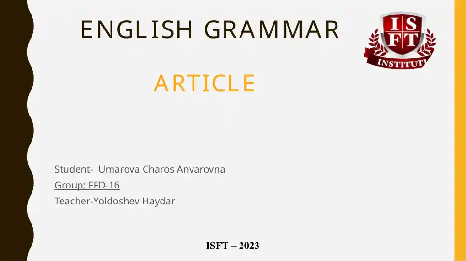 English grammar Article