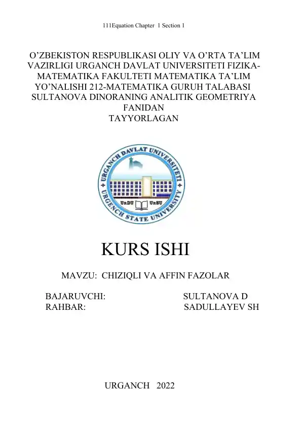 Chiziqli va affin fazolar