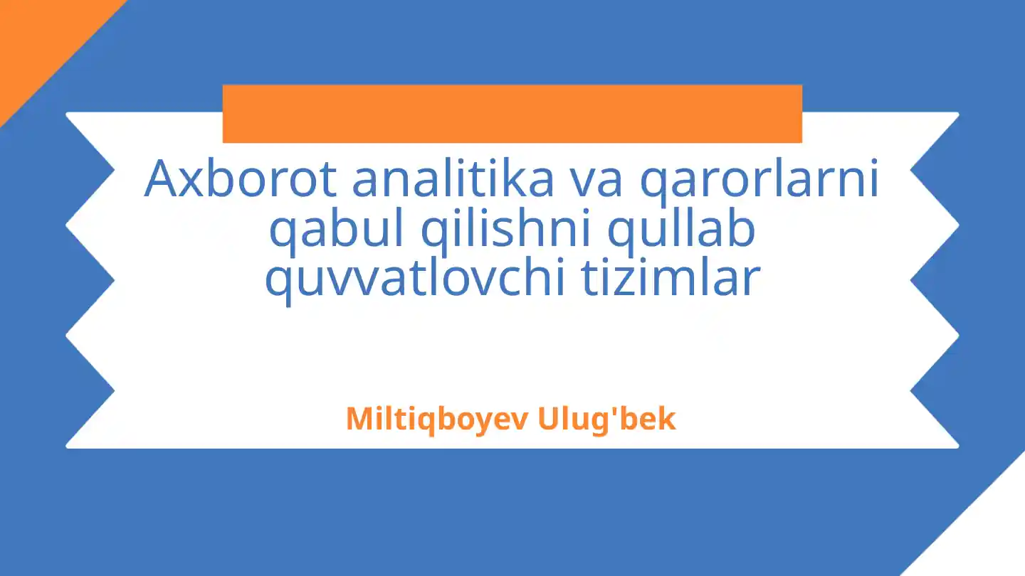 Axborot analitika va qarorlarni qabul qilishni qullab quvvatlovchi tizimlar