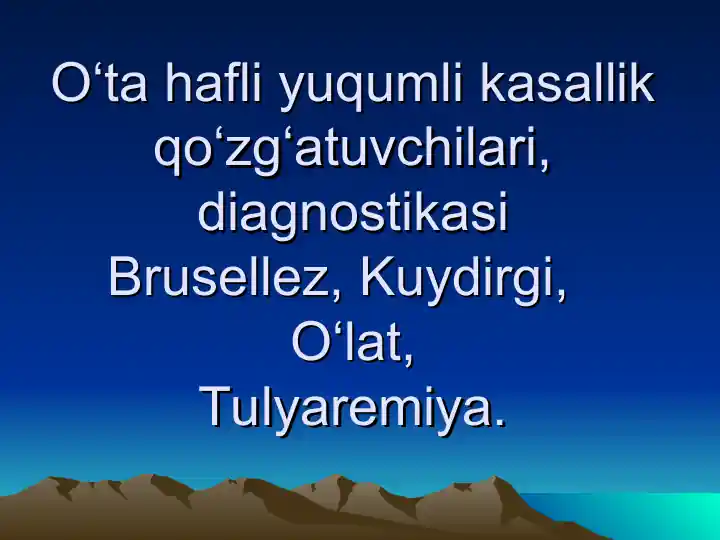 O‘ta hafli yuqumli kasallik qo‘zg‘atuvchilari