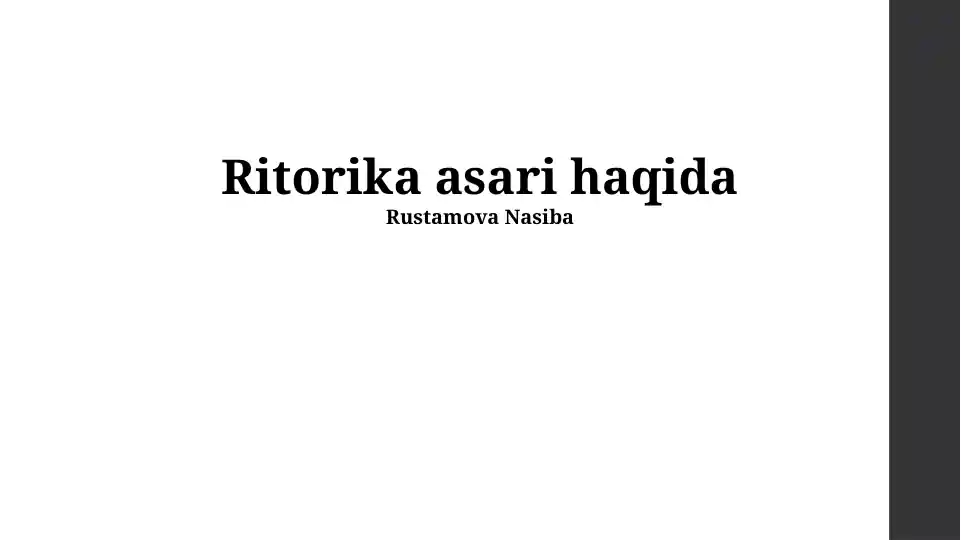 Ritorika asari haqida