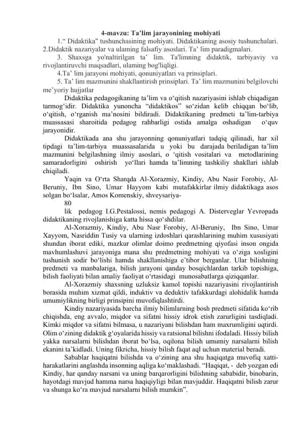 Ta’lim jarayonining mohiyati