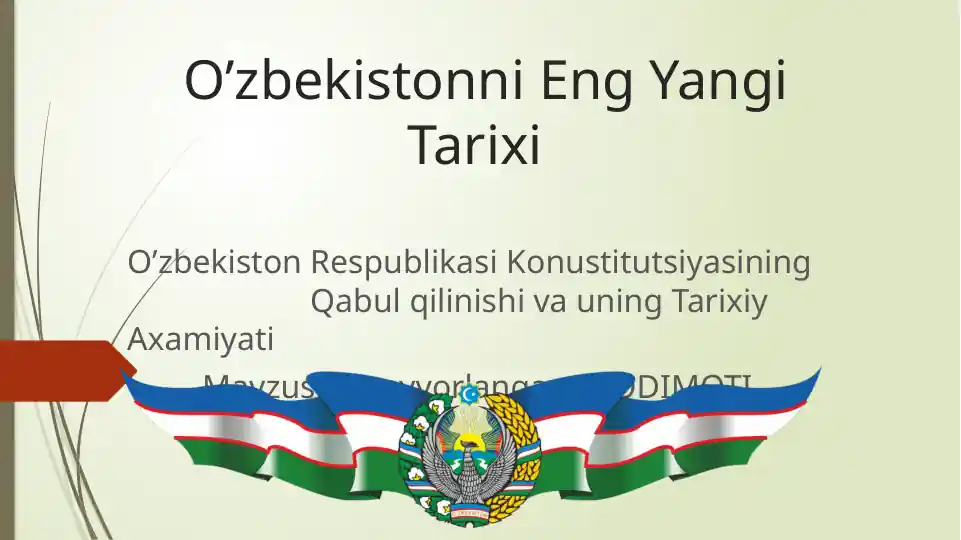 O’zbekistonni Eng Yangi Tarixi