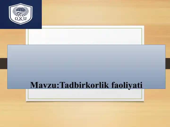 Tadbirkorlik faoliyati