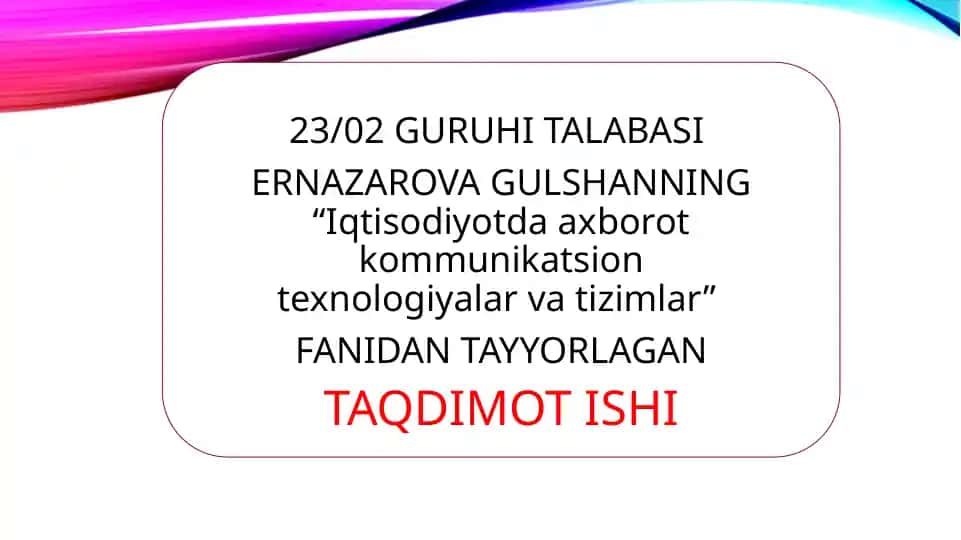 TAQDIMOTLARNI ISHLAB CHIQARISHNING ZAMONAVIY INSTRUMENTAL VOSITALARI