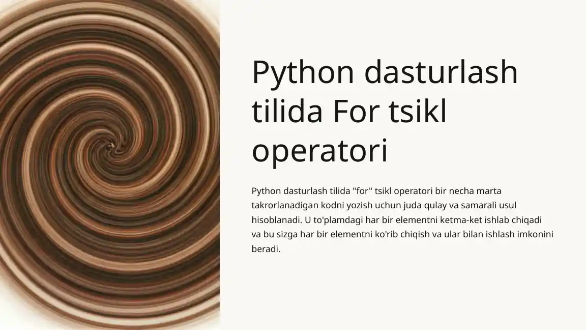 Python dasturlash tilida For tsikl operatori