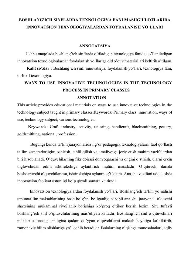 MAQOLA TEXNOLOGIK TA'LIM