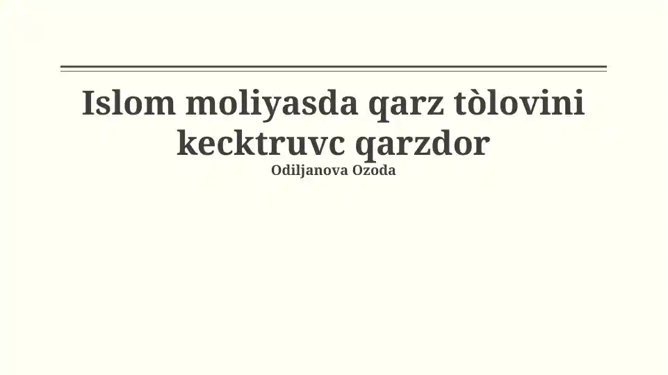Islom moliyasda qarz to'lovini kechikuvchi qarzdorlar