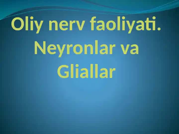 Oliynervfa oliyati. Neyronlar va Gliallar