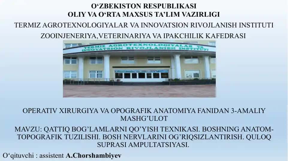 Operativ xirurgiya mashg'uloti