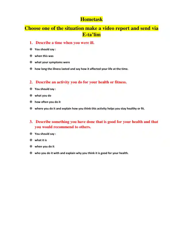 Video Report on Health Situations