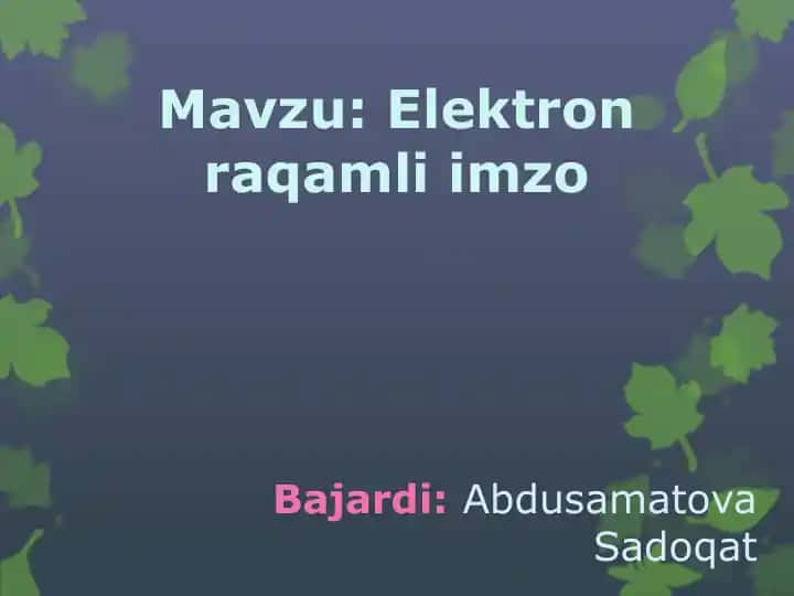 Elektron raqamli imzo