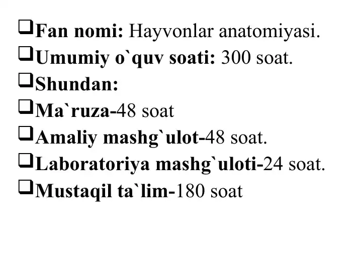 Xayvonlar anatomiyasi