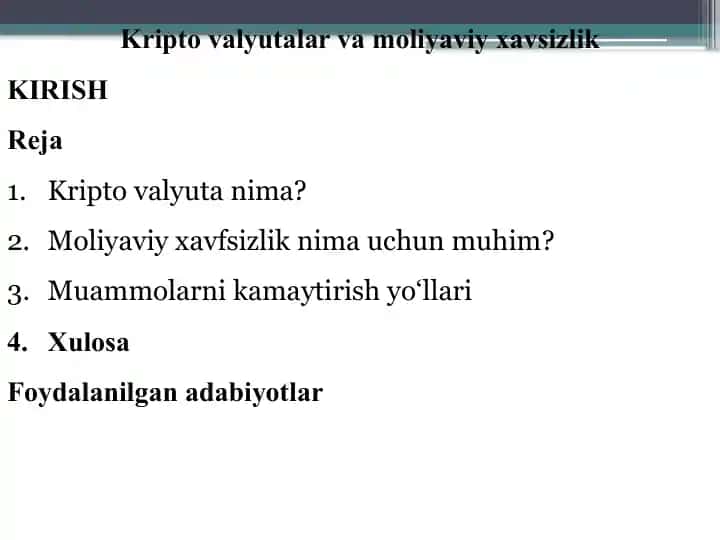 Kriptovalyutalar va moliyaviy xavfsizlik