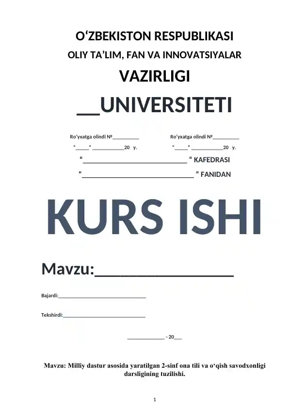 Milliy dastur asosida yaratilgan 2-sinf ona tili va o‘qish savodxonligi darsligi