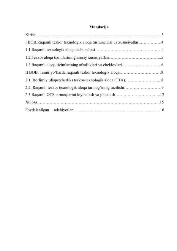 Raqamli tezkor texnologik aloqa