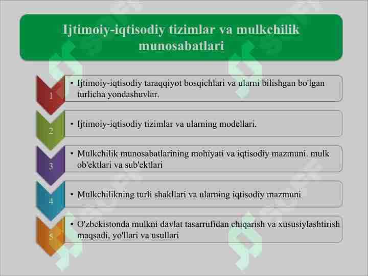 Ijtimoiy-iqtisodiy tizimlar va mulkchilik munosabatlari