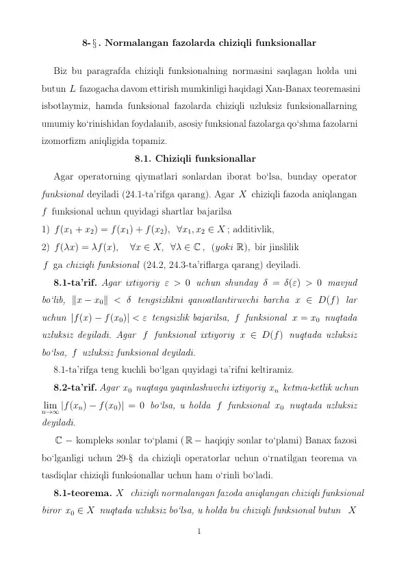 Chiziqli funksionallar