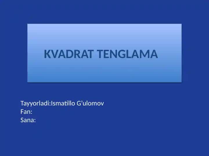 KVADRAT TENGHLAMA