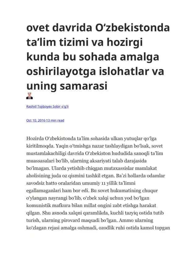 O'zbekistonda Ta'lim Tizimi