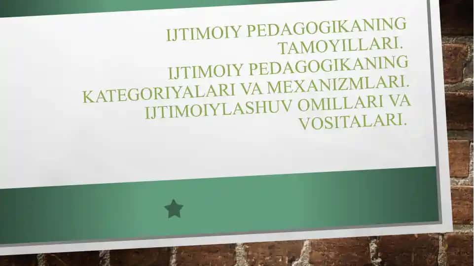 Ijtimoiy pedagogikaning tamoyillari
