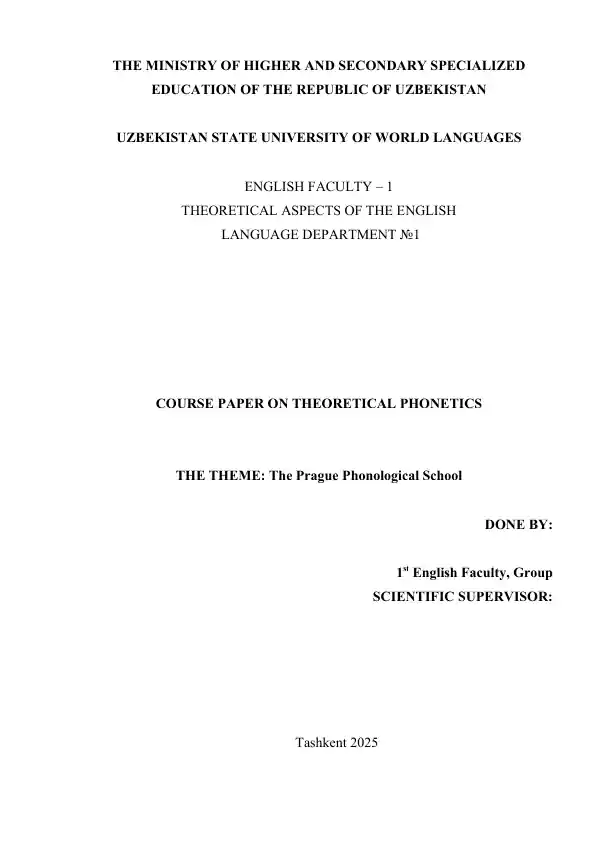 Theoretical Phonetics Course Paper