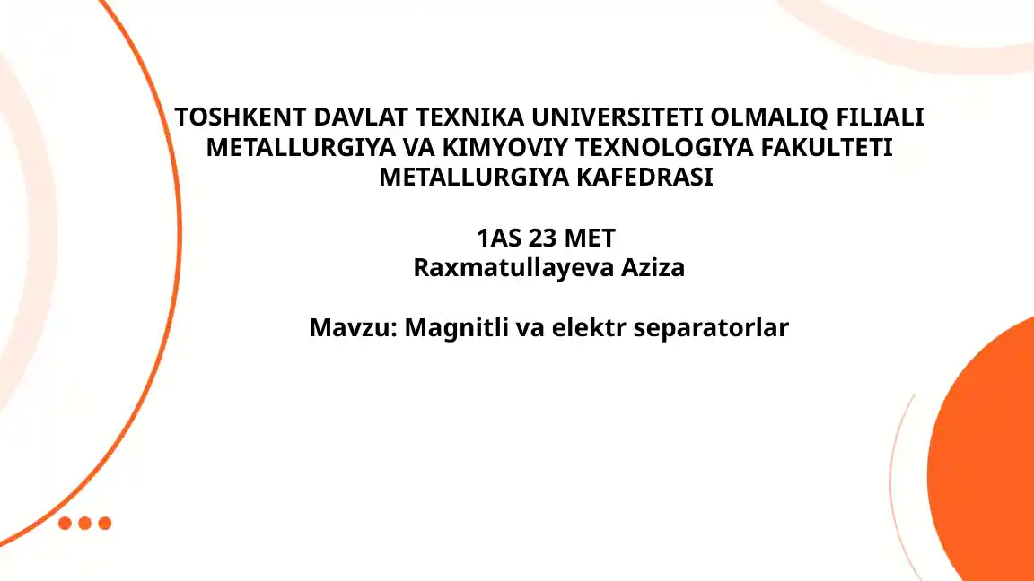Magnitli va elektr separatorlar