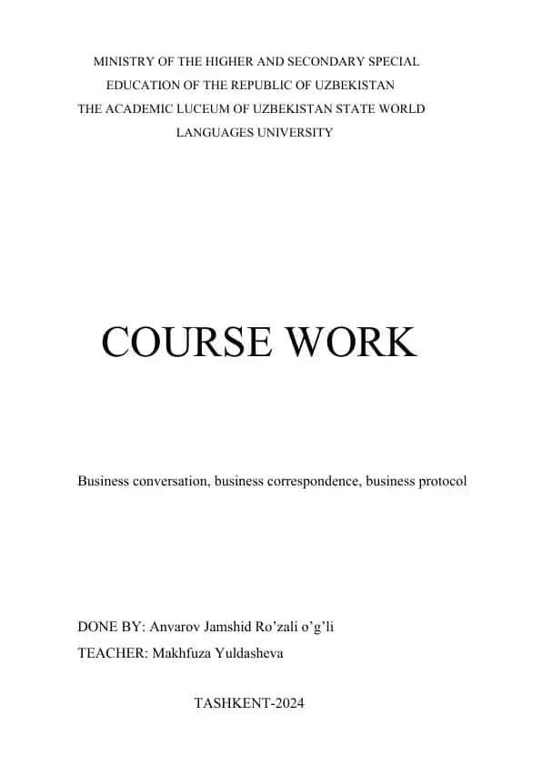 Business Conversation, Business Correspondence, Business Protocol