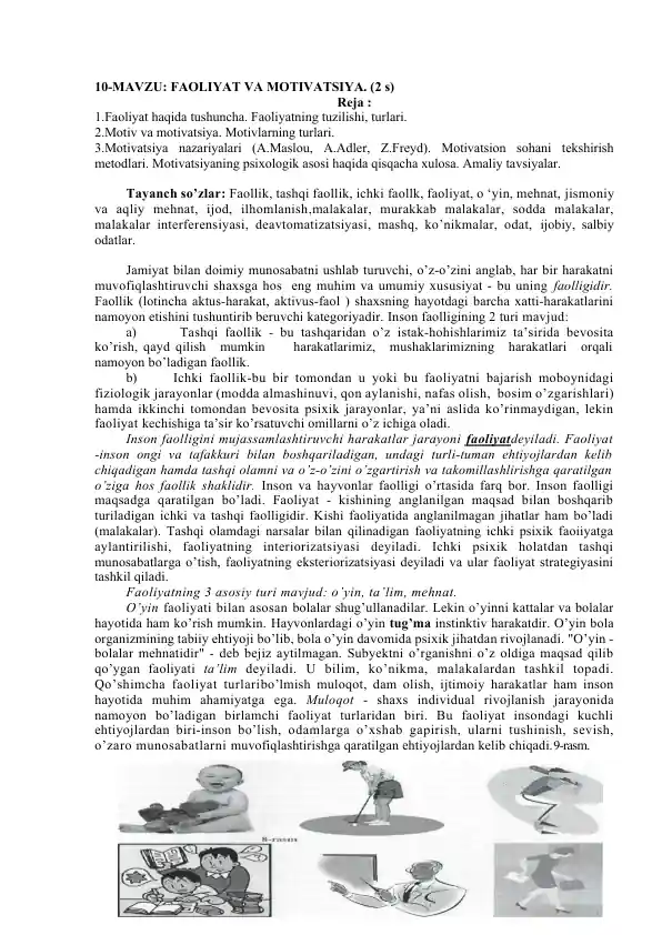 FAOLIYAT VA MOTIVATSIYA