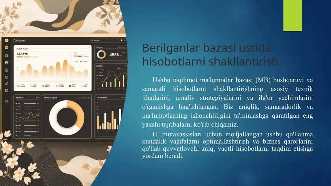 Berilganlar bazasi ustida hisobotlarni shakllantirish