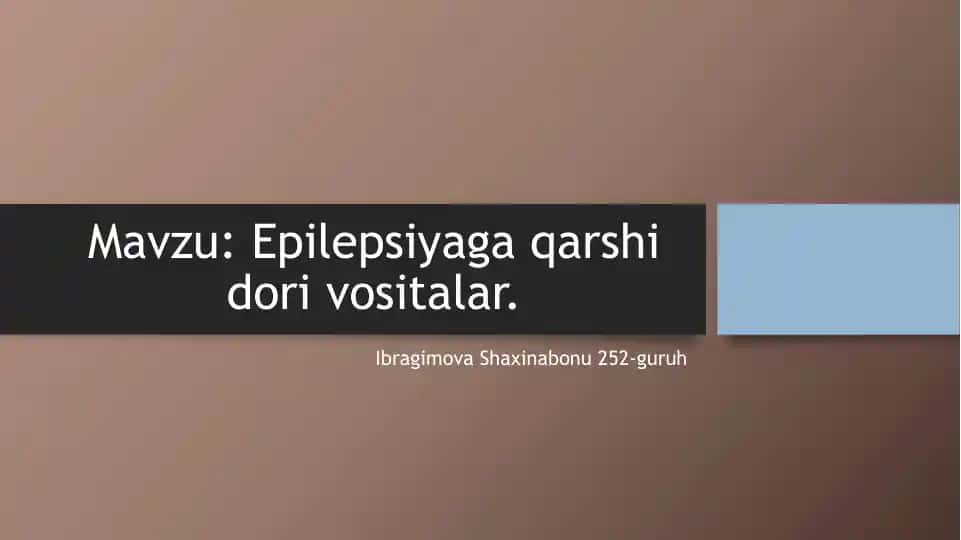 Epilepsiyaga qarshi dori vositalari