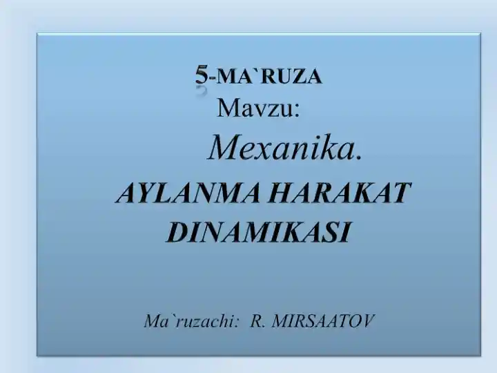 AYLANMA HARAKAT DINAMIKAST
