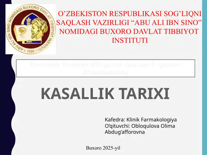 Kasallik Tarixi