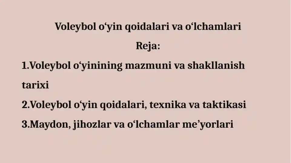 Voleybol o‘yin qoidalari va o‘lchamlari