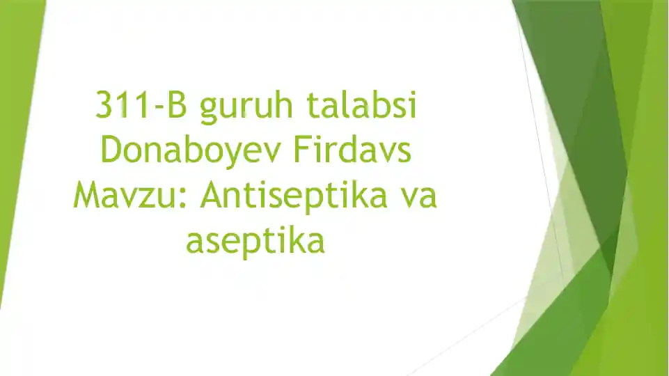 Antiseptika va aseptika