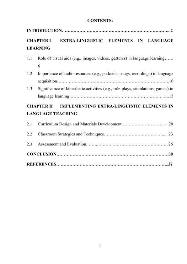Extra-Linguistic Elements in Language Learning and Teaching