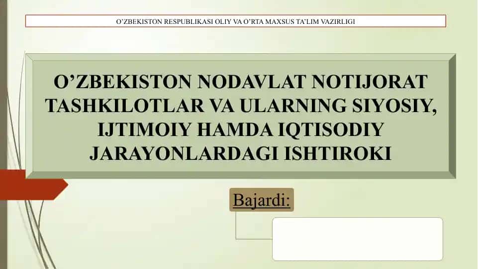 Nodavlat notijorat tashkiloti tushunchasi haqida