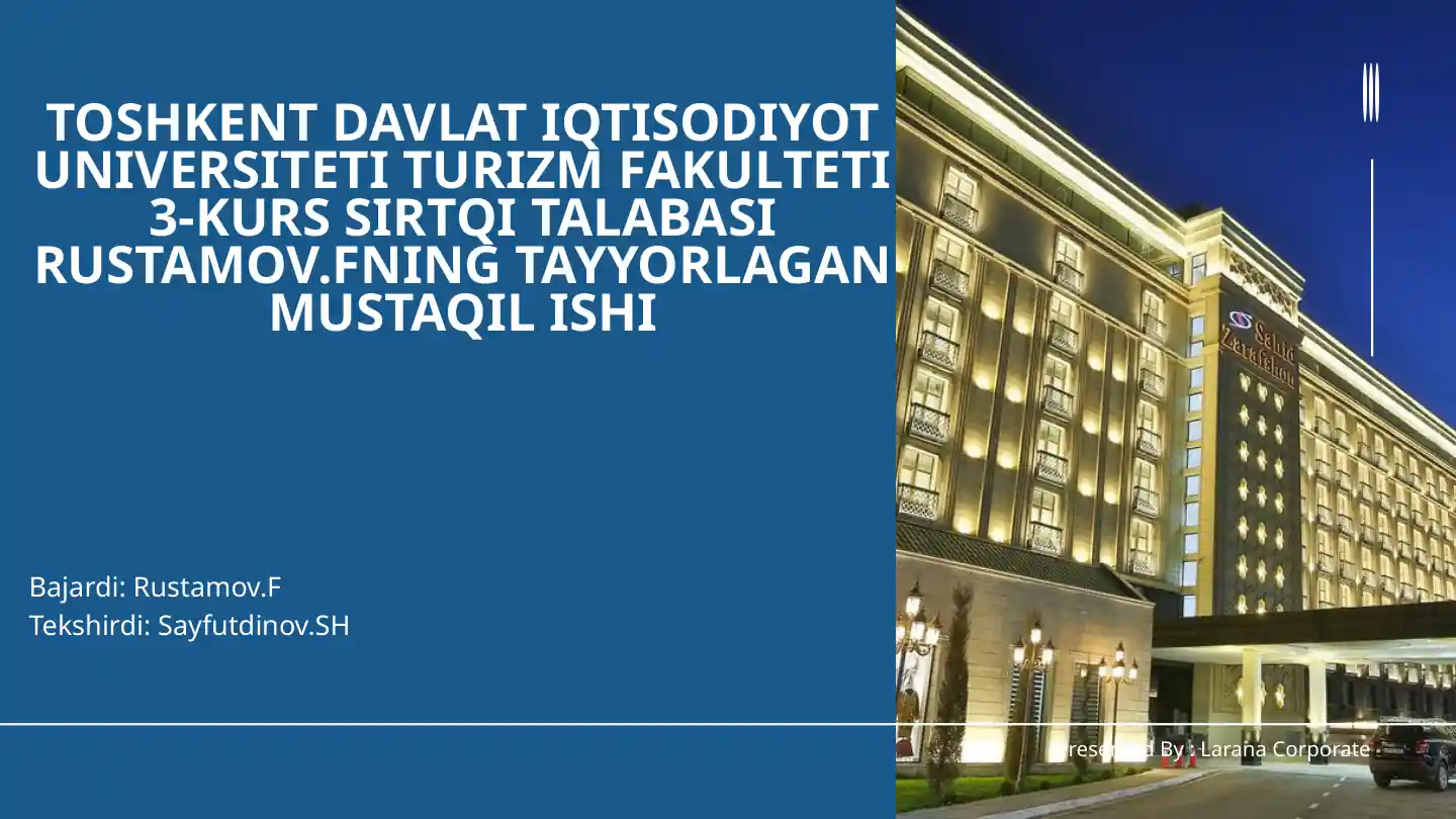Turizm va mehmonxona biznesida SMM ning xizmatlari