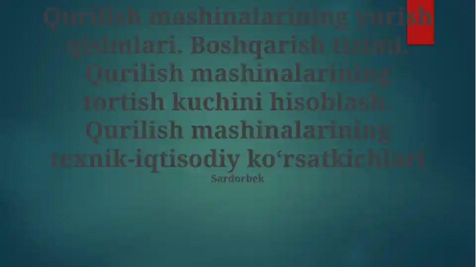 Qurilish Mashinalarining Yurish Qismlari