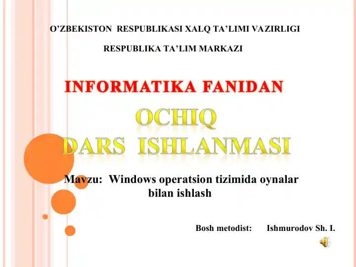 Windows operatsion tizimida oynalar bilan ishlash