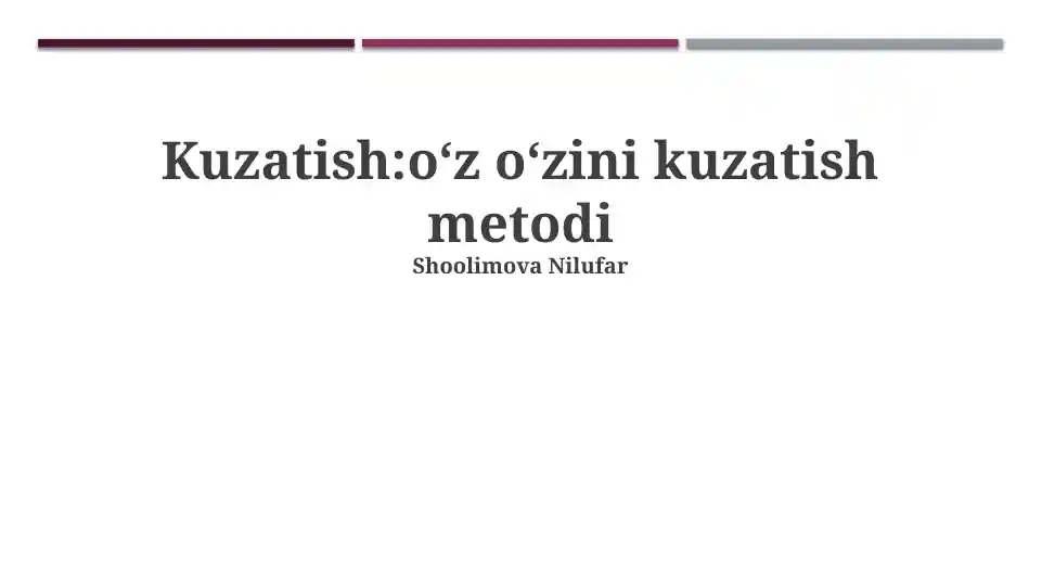 O'z-o'zini kuzatish metodi